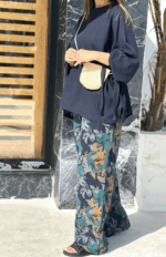 ست شومیز شلوار لینن گلدار کد 246 - Image 3
