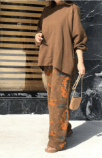 ست شومیز شلوار لینن گلدار کد 246